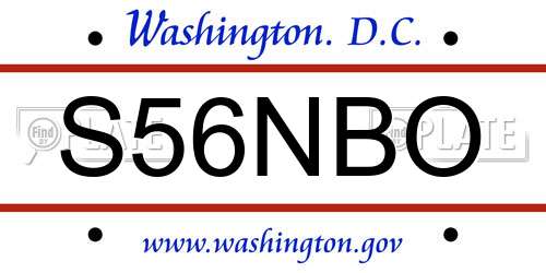 S56NBO District Of Columbia License Plate