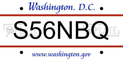 S56NBQ District Of Columbia License Plate