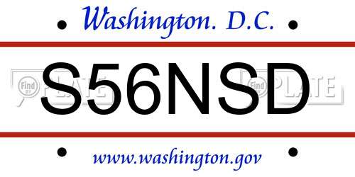 S56NSD District Of Columbia License Plate