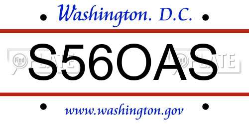 S56OAS District Of Columbia License Plate