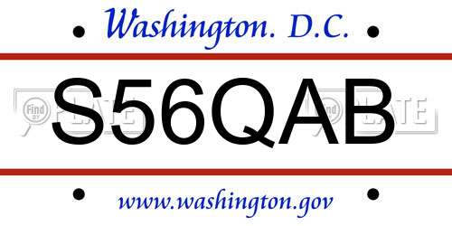 S56QAB District Of Columbia License Plate