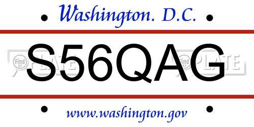 S56QAG District Of Columbia License Plate