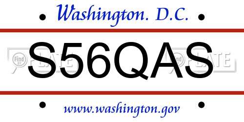 S56QAS District Of Columbia License Plate