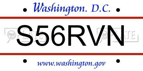 S56RVN District Of Columbia License Plate
