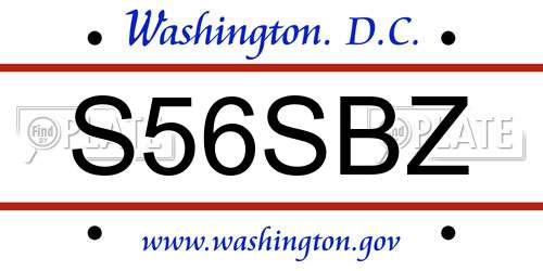S56SBZ District Of Columbia License Plate