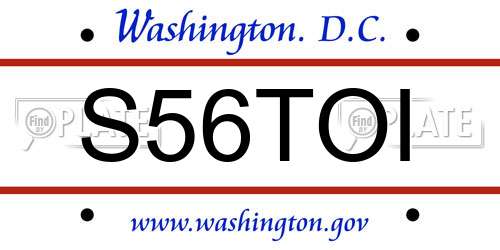 S56TOI District Of Columbia License Plate
