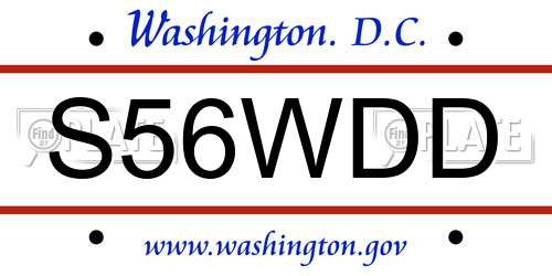 S56WDD District Of Columbia License Plate