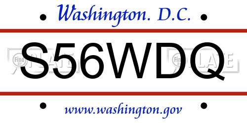 S56WDQ District Of Columbia License Plate