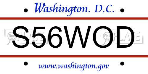 S56WOD District Of Columbia License Plate