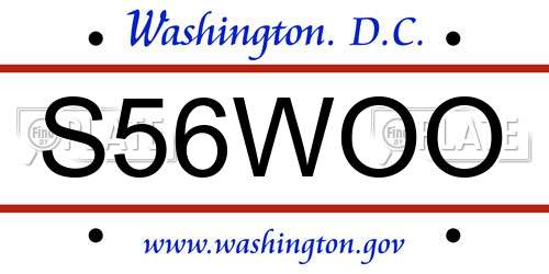 S56WOO District Of Columbia License Plate