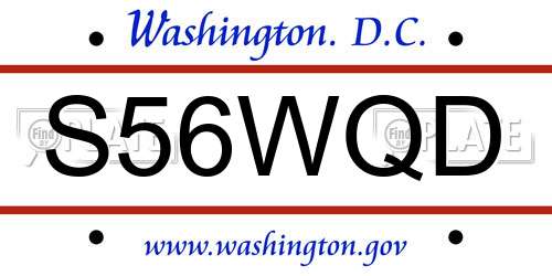 S56WQD District Of Columbia License Plate