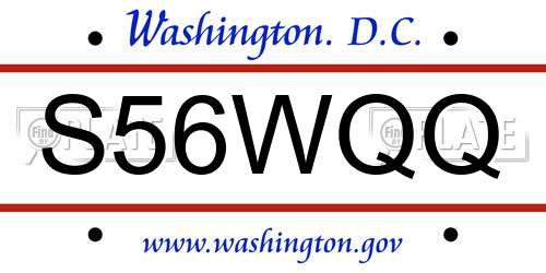 S56WQQ District Of Columbia License Plate