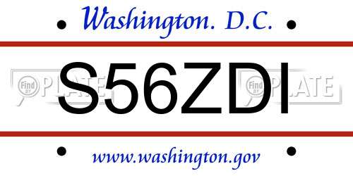 S56ZDI District Of Columbia License Plate