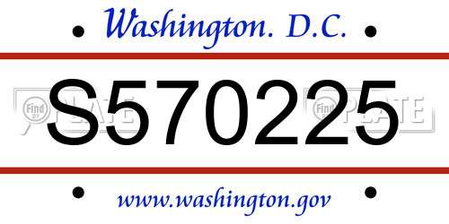 S570225 District Of Columbia License Plate