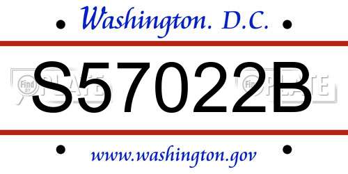 S57022B District Of Columbia License Plate