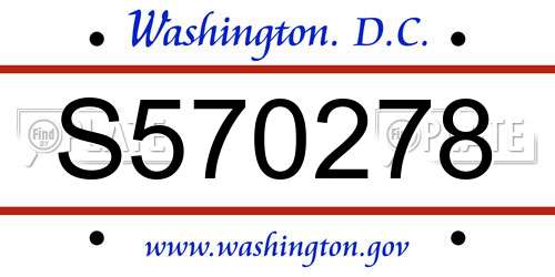 S570278 District Of Columbia License Plate