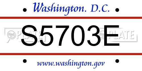 S5703E District Of Columbia License Plate