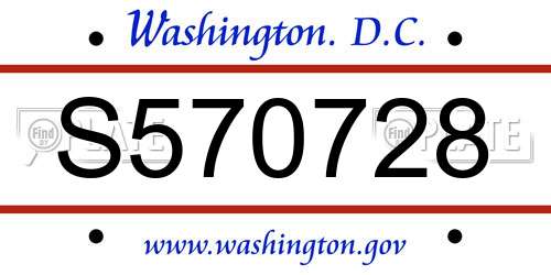 S570728 District Of Columbia License Plate