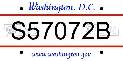 S57072B District Of Columbia License Plate