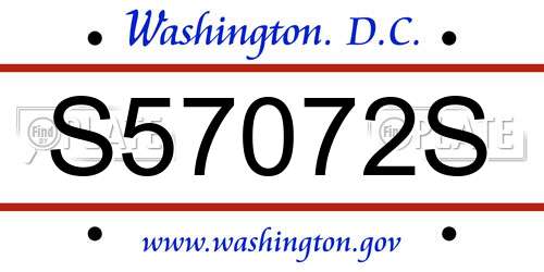 S57072S District Of Columbia License Plate
