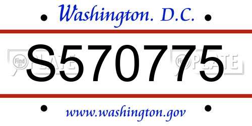 S570775 District Of Columbia License Plate
