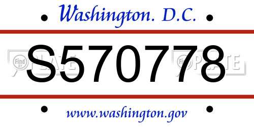 S570778 District Of Columbia License Plate