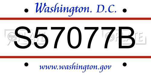 S57077B District Of Columbia License Plate
