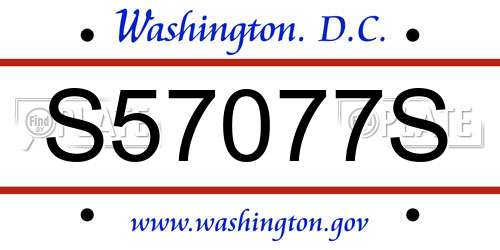 S57077S District Of Columbia License Plate