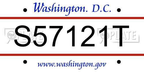 S57121T District Of Columbia License Plate