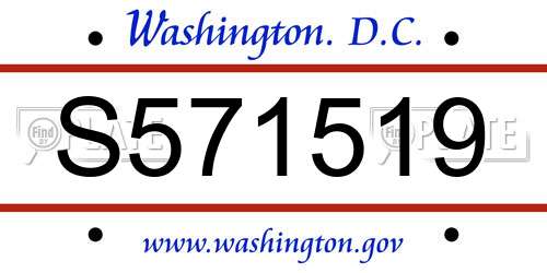 S571519 District Of Columbia License Plate