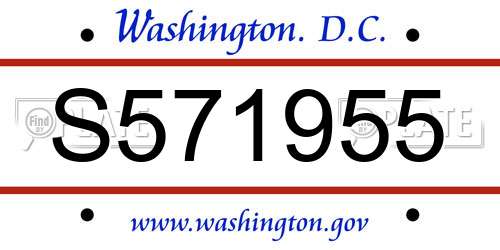 S571955 District Of Columbia License Plate