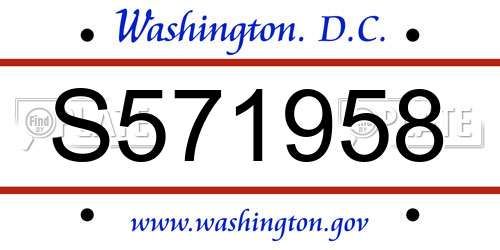 S571958 District Of Columbia License Plate