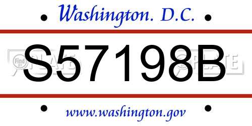 S57198B District Of Columbia License Plate