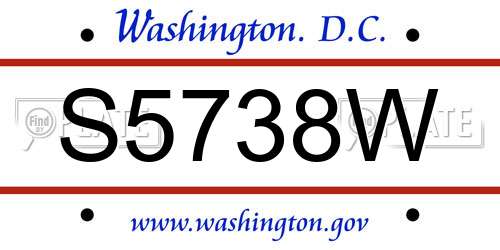 S5738W District Of Columbia License Plate