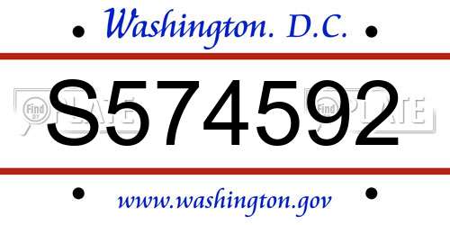 S574592 District Of Columbia License Plate
