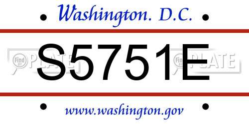 S5751E District Of Columbia License Plate