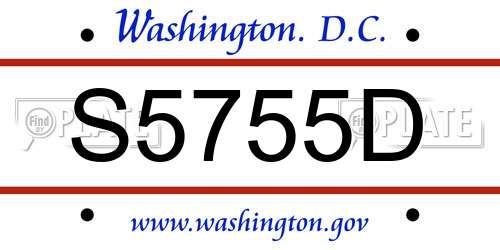 S5755D District Of Columbia License Plate