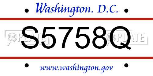 S5758Q District Of Columbia License Plate