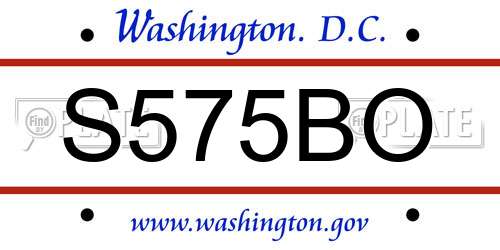 S575BO District Of Columbia License Plate
