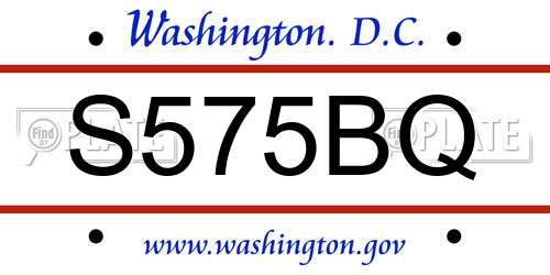 S575BQ District Of Columbia License Plate