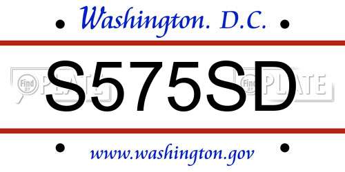 S575SD District Of Columbia License Plate