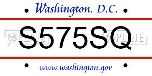 S575SQ District Of Columbia License Plate