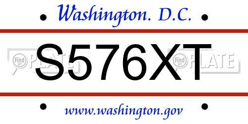 S576XT District Of Columbia License Plate