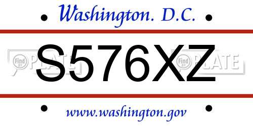 S576XZ District Of Columbia License Plate