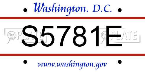 S5781E District Of Columbia License Plate