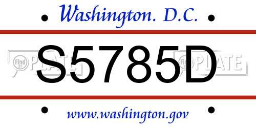 S5785D District Of Columbia License Plate