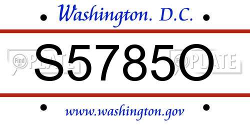 S5785O District Of Columbia License Plate