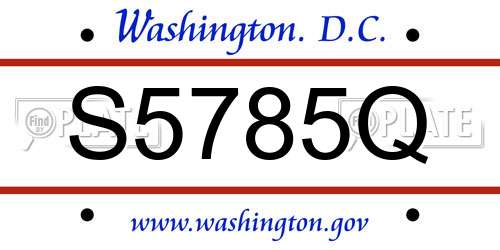 S5785Q District Of Columbia License Plate
