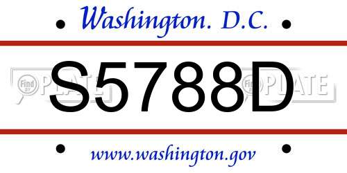 S5788D District Of Columbia License Plate