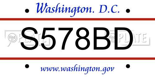 S578BD District Of Columbia License Plate